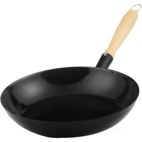 Riess Koekenpan houten handvat 30 cm emaille