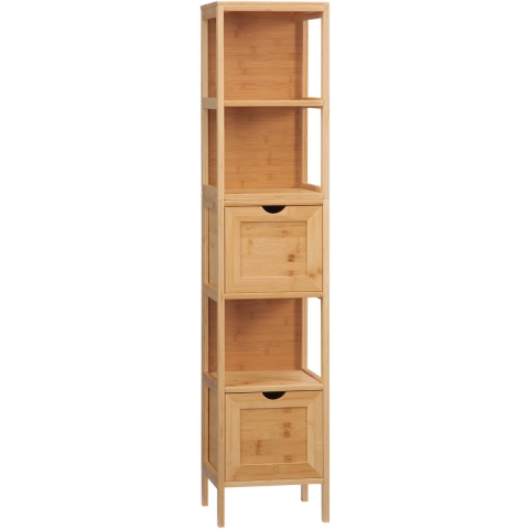 4goodz Bamboe badkamerkast 2 lades en plank 30x30x90 cm -