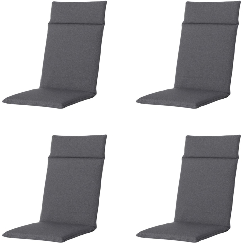 Madison tuinstoelkussen hoge rug manchester grey ca. 120x50 cm set van 4
