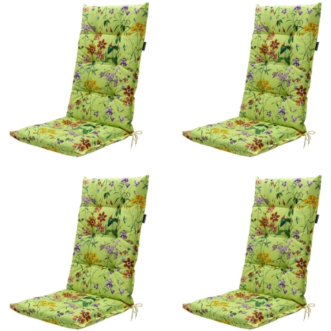 Madison tuinstoelkussen hoge rug milly green ca. 123x50 cm set van 4