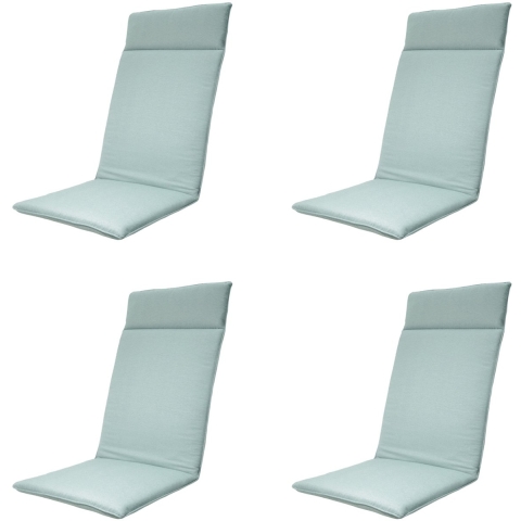Madison tuinstoelkussen hoge rug napels azure ca. 120x50 cm set van 4