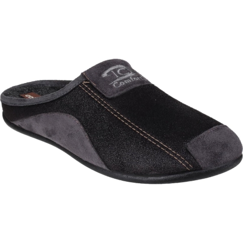 Cotswold Westwell Stoffen Heren Zwarte Pantoffels