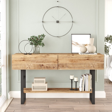 CaliCosy Console met 2 klepdeuren en 1 plank in atlantische den decor l138,8 cm
