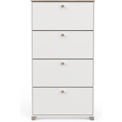 CaliCosy Schoenenkast 4 kleppen decor eiken kronberg en wit l80,8 cm