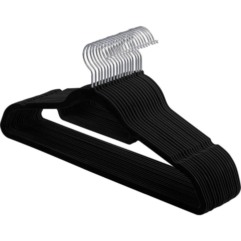 CaliCosy Set van 20 fluwelen zwarte hangers