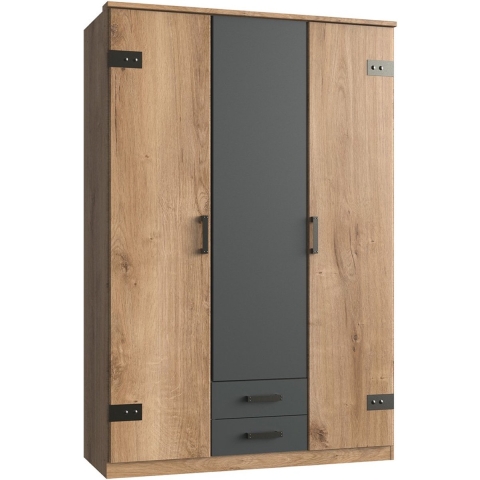 CaliCosy Kast met 3 deuren, eikenhouten decor en 2 laden l135 cm