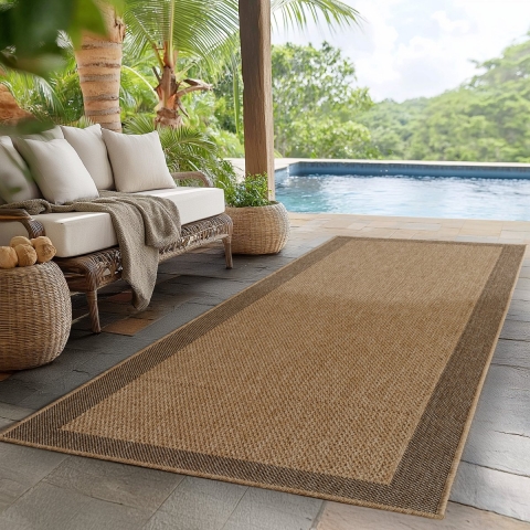 Muratap Timber solid buitenkleed – indoor & outdoor, jute-look vloerkleed,