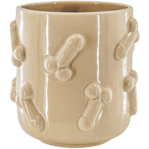 House Vitamin Pot dick ceramics beige 17,5x17,5x17,5cm
