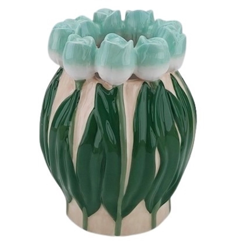 House Vitamin Vase- tulips- dolomite- mint/ green-14x14x18cm