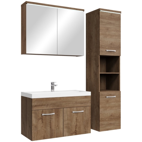 Badplaats Badkamermeubel set paso 80 x 40 cm bruin badmeubel met