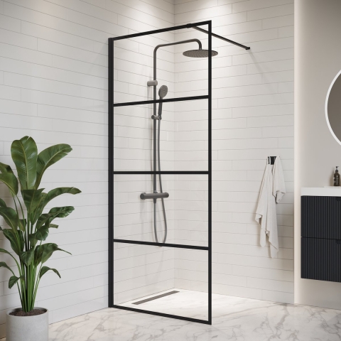 Badplaats Douchewand essos 70 x 200 cm zwart – inloopdouche 8 mm
