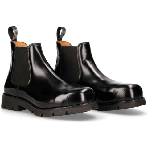 New Rock zwart lederen gotische laarzen met studs-1535-S1