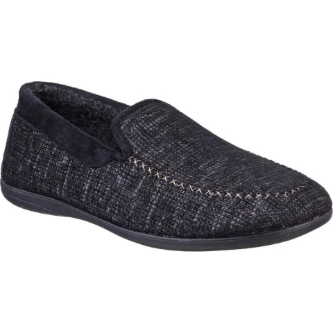 Cotswold Stanley Microvezel Heren Zwarte Pantoffels
