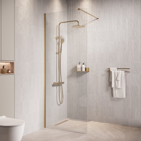 Badplaats Douchewand florida 60 x 200 cm goud – inloopdouche 8 mm