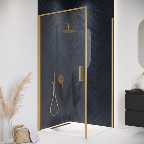 Badplaats Douchecabine alava 80 x 80 x 190 cm goud douchewand met draaideur
