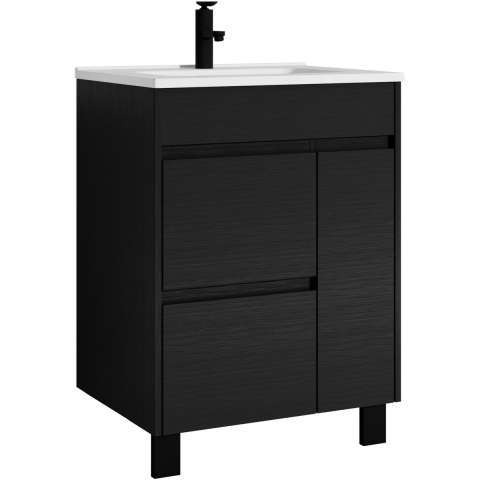 Badplaats Badkamermeubel set salzburg 60 cm zwart staand badmeubel