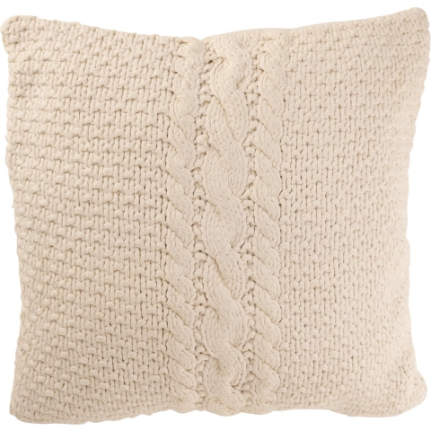 J-Line Cushion knitted+braid cotton white