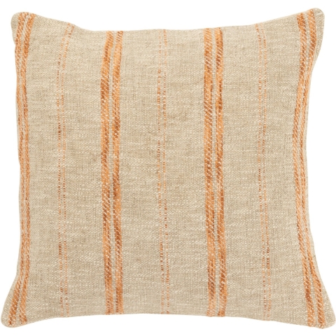J-Line Cushion square stripes linen/cotton beige/rust