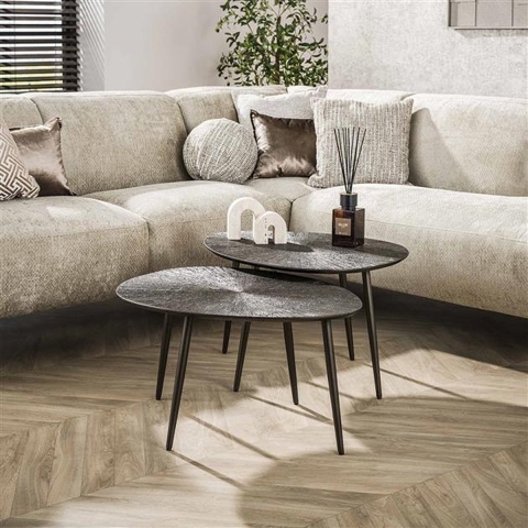 Hoyz salontafel brown ray metal organisch brons donker set
