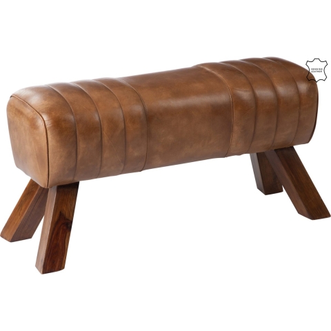 J-Line Gym bench leather/wood cognac