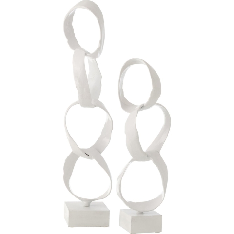 J-Line Figure rings on foot aluminium white large