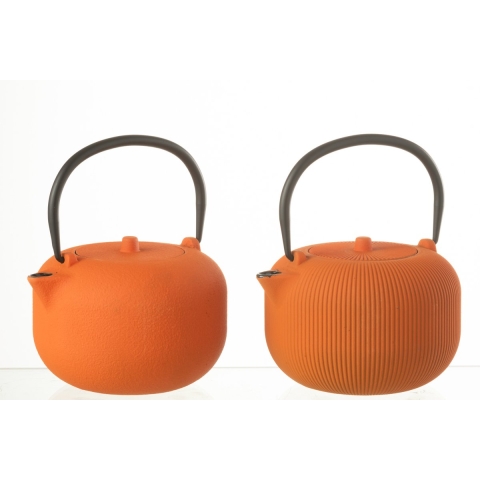 J-Line Box of 1 tea pot metal orange assortment 2