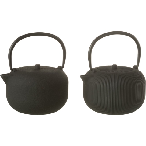 J-Line Box of 1 tea pot metal black assortment 2