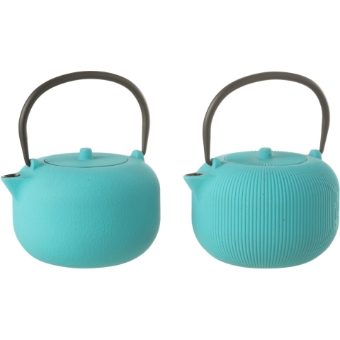 J-Line Box of 1 tea pot metal blue assortment 2