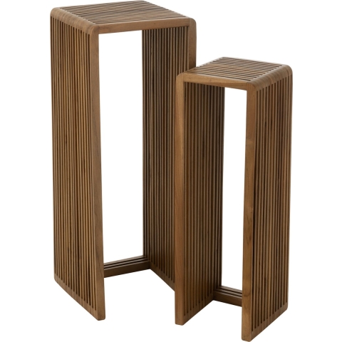 J-Line Set of 2 side tables cubic recycle teak natural