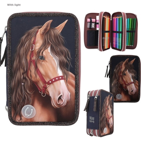 Depesche Miss Melody - 3-vaks etui - LED paardenhoofd met glitter - Blauw