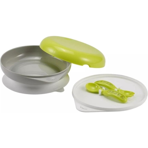 Béaba Ellipse - Warmhoudbord Bento Box - Stoomdeksel en bestekset - Neon