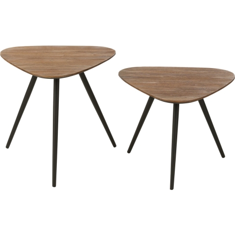 J-Line Set of 2 tables triangle recycle teak natural