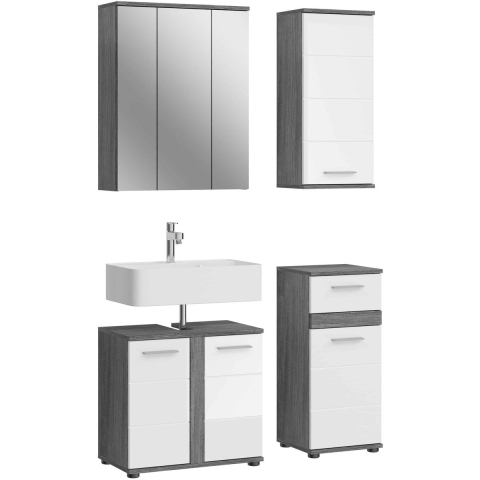 Furnilux Blake badkamercombinatie hoogglans mdf tz rookzilver nb