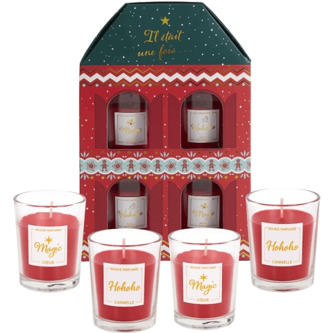WDMT Kerst geurkaarsen cadeauset – luxe kaarsen geschenkset – rood