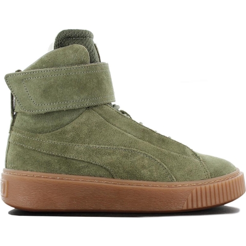 Puma Platform Mid OW Strap Leather Lace Up Green Damestrainers 364588 01