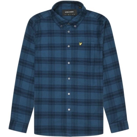 Mannen Tonale Ruit Flannel Overhemd in Marineblauw