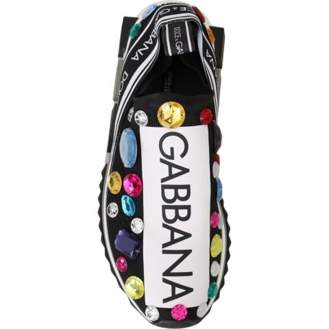 Dolce & Gabbana Vrouwen Zwart Multicolor Kristal Sneakers Schoenen