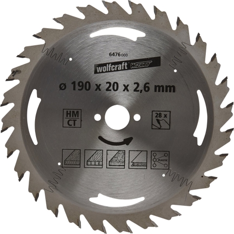 Wolfcraft Handcirkelzaagblad | HM | 28 Zähne | Ø190mm | 1 stuk - 6476000