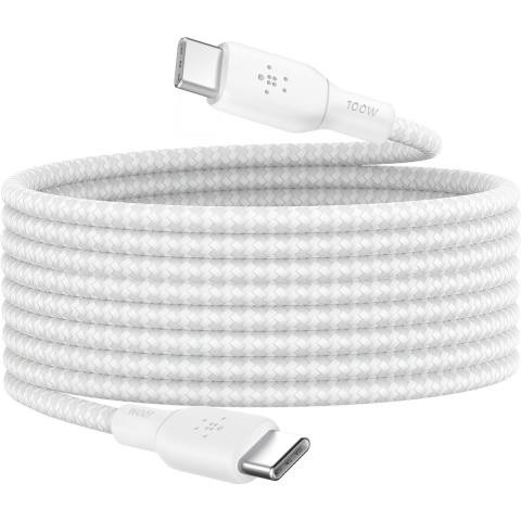 Belkin 100w USB-C to C Braided, 3m, Wit