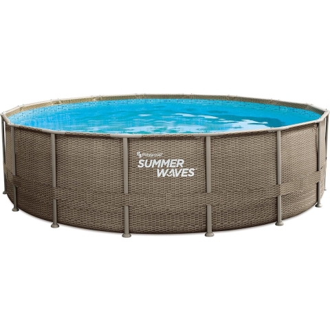 Summer Waves Zwembad Elite Frame 488 X 122 cm Dark Triple Basketweave + filterpomp
