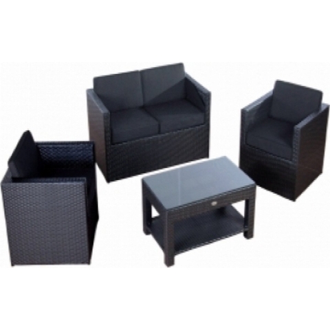 Loungeset tuinset wickerset Ambiente zwart