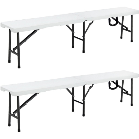 Tuinbank Set van 2 Wit Kunststof 180cm