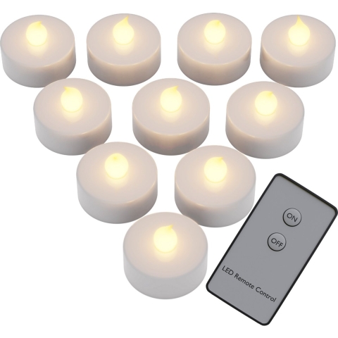 Theelichtjes LED Set van 10 Wit Kunststof 37x36mm