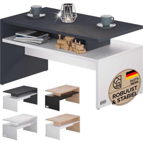 Salontafel Sacramento Wit/Antraciet 95x55x50cm