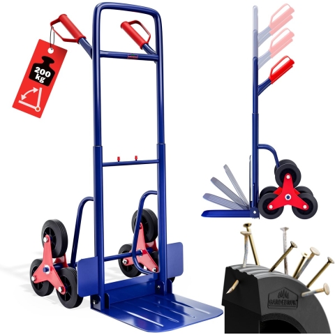 Steekwagen Blauw Rood Staal 65x47x115cm 200kg Trap