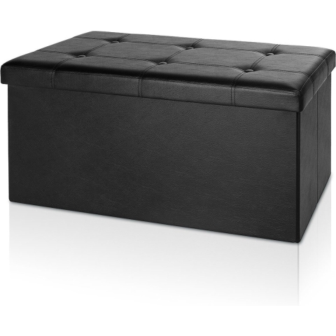 Opbergkist Zwart MDF Kunstleer 80x40x40cm 100L