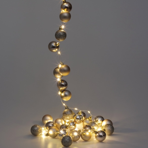 Kerstverlichting kerstballen LED Champagne 2m Ballen