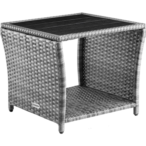 Polyrotan Bijzettafel Vedis Grijs 45x45x40cm