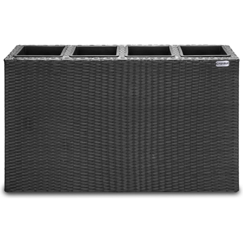Polyrattan Bloempot Zwart 95x27x60cm