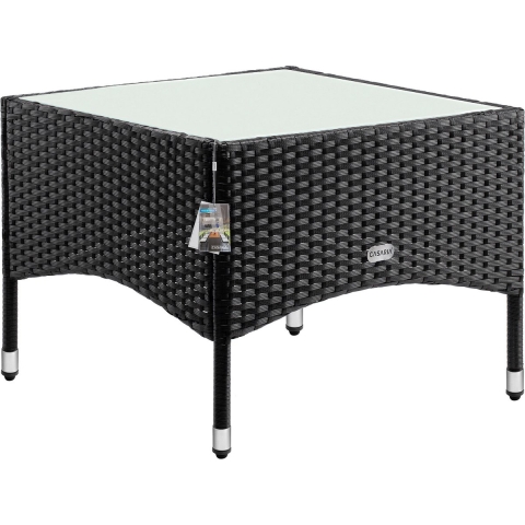 Polyrotan Bijzettafel Zwart 58x58x42cm